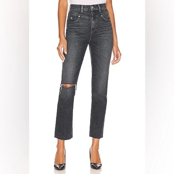 Hudson Jeans Holly High Rise Straight in Washed Black Size 33 NWT - Picture 1 of 10